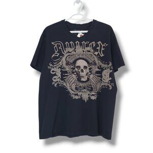 Y2K Avirex Fight Club Skull Graphic Shirt Black Size XL